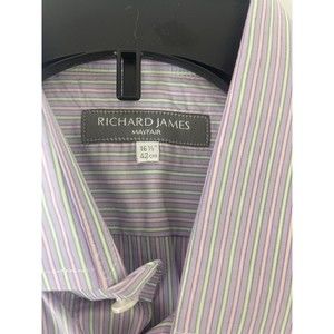 Richard James Mayfair Purple Striped Mens Dress Shirt Size 16.5 - 42cm